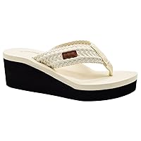 Womens Wedge Arch Support Flip Flops Cushion Soft Rubber Midsole Platform Thong Sandals with Rubber Sole