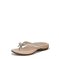 Vionic Women's Flip Flop Bella Sandal – Comfortable Sandals That Includes a Built-in Arch Support Gold Ribbed Metallic 7 Narrow