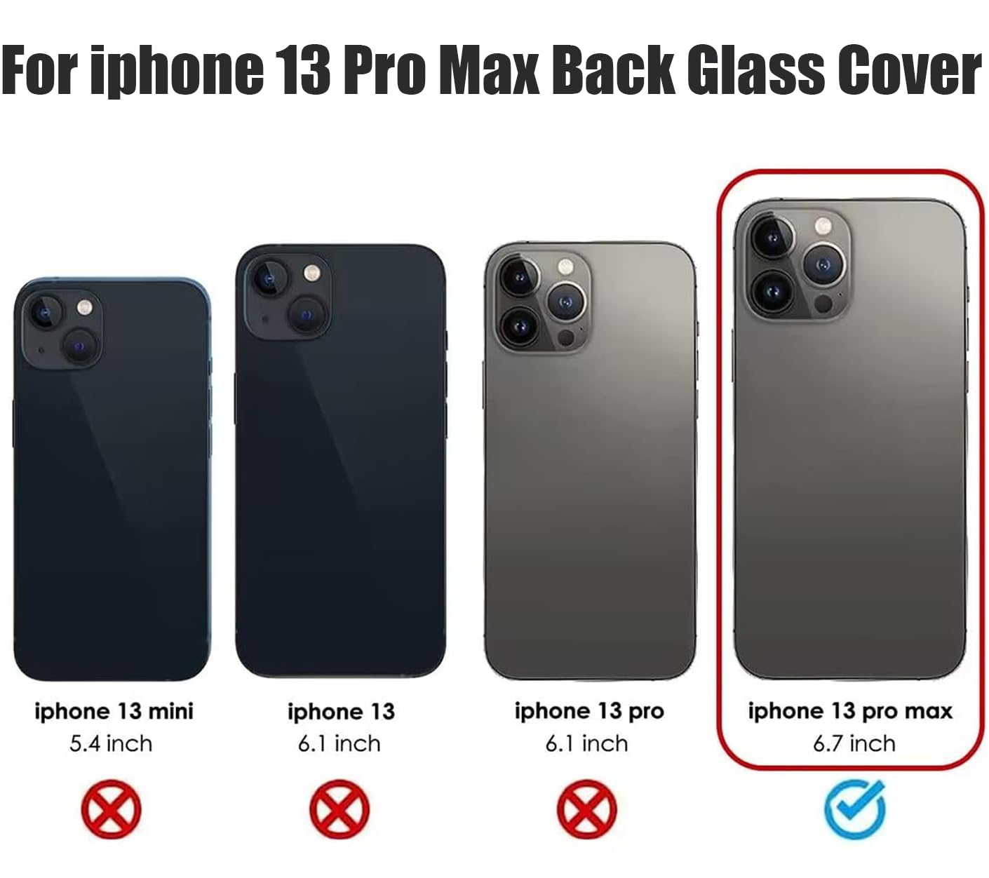 Mingxiong 13 Pro Max Back Glass Replacement for iPhone 13 Pro Max Rear Back Glass Panel Replacement with Pre-Installed Adhesive + Reparing Toolkit (Black)
