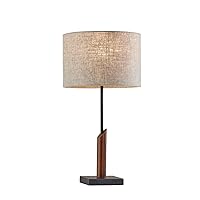 Adesso 5047-15 Ethan Table Lamp, 22.5 in., 60W, Walnut Wood/Black Finish, 1 Bedside Lamp