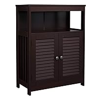 VASAGLE Bathroom Floor Cabinet, Bathroom Storage Cabinet, Freestanding, with Double Shutter Doors and Adjustable Shelf, for Bathroom, Living Room, Entryway, Kitchen, Brown UBBC40BR