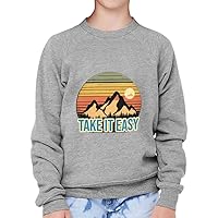 Take It Easy Kids' Raglan Sweatshirt - Mountain Sponge Fleece Sweatshirt - Sunset Sweatshirt