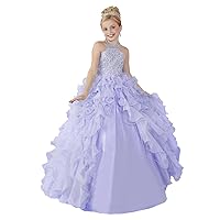 Girls' Chiffon Halter Birthday Party Ball Gowns Kids Pageant Dresses