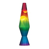 Schylling Lava Lamp 2179 14.5-Inch, with White Wax, Clear Liquid, Tri-Colored Globe, Hand Painted Base Rainbow