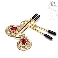 2pcs BDSM Nipple Clamps Adult Toys, Nipple Toys Nipple Clips Women Sex Toys with Jewelry, Adjustable Breast Clamps Female Sex Toys, Nipple Corrector Adult Sex Toys & Games for Couples