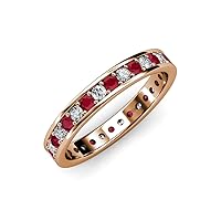 Ruby and Diamond 0.83 ctw Women Eternity Ring Stackable 14K Gold