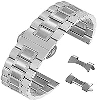 14/15/16/17/18/19/20/21/22/23/24mm Stunning Brushed Stainless Steel Watch Strap Watchband Replacement with Straight&Curved End