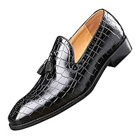 Mens Casual Shoes - Tuxedo Loafers Men Slip On Shoes - Fashion Tassel Smoking Slipper