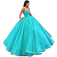 Women's Strapless Tulle Quinceanera Dress A-Line Formal Evening Party Dresses