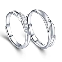 Mens Womens Endless love Silver rings Adjustable Ring Swarovski Cubic Zirconia Wedding Ring Promise Ring Couples Ring