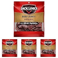 Jack Link's Beef Jerky, Original Flavor, 2.85 oz. - Flavorful Meat Snack, 10g of Protein and 80 Calories, Made with Premium Beef - 95 Percent Fat Free, No Added MSG or Nitrates/Nitrites (Pack of 4)
