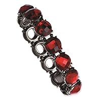 Black Plated Red Crystal Stretch Bracelet Jewelry Gifts for Women