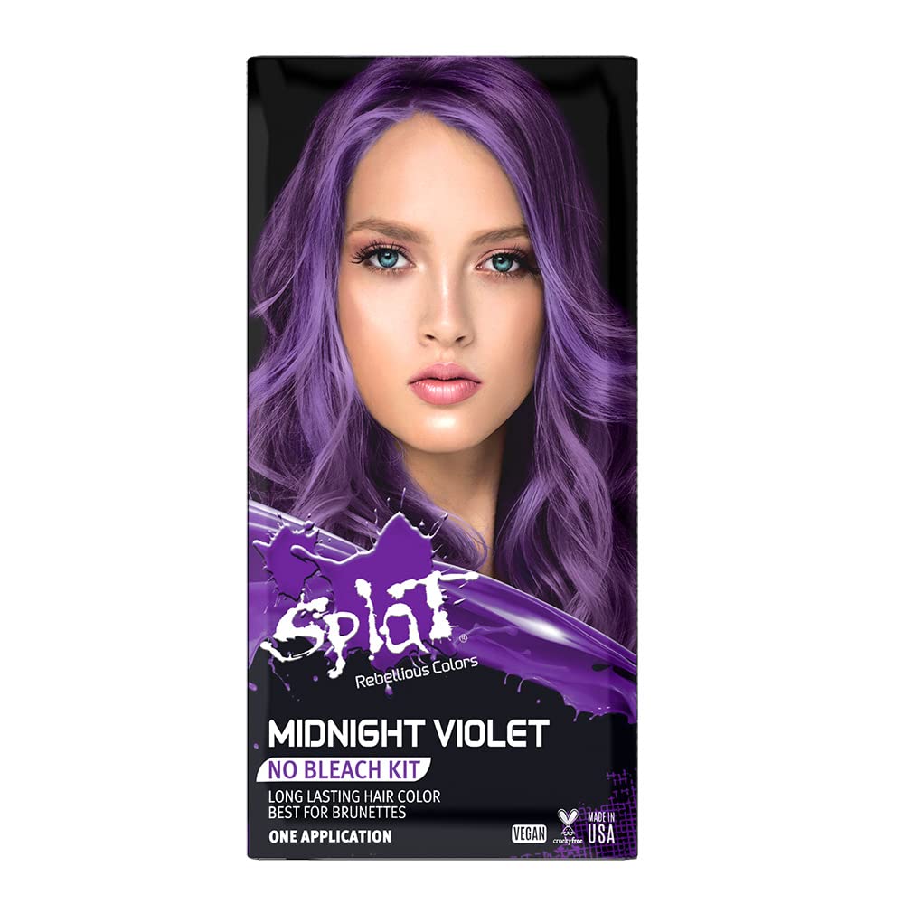Splat Hair Splat Rebellious Colors 30 Wash No Bleach Needed Hair Color Kit, Midnight Violett, 6 Oz