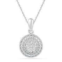 DGOLD FLOWER OF LOVE COLLECTION Sterling Silver White Round Diamond Fashion Pendant (0.01 Cttw)