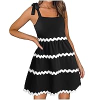 Women's Vacation Dresses Beach Casual Sleeveless Square Neck Sundress A-Line Flowy Tiered Dress Outfits, S-XL