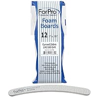 ForPro Zebra Curved Foam Board, 100/180 Grit, Double-Sided Manicure and Pedicure Nail Files, 7” L x .75” W, 12-Count