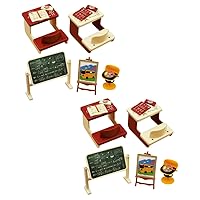 ERINGOGO 2 Sets Mini Desk Blackboard Mini Chalkboard Decor Miniature Study Room Dollhouse School Table Mini House Accessory Mini Classroom Desk and Chair Toy Painting Set Plastic Furniture