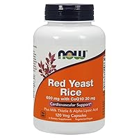 NOW Supplements, Red Yeast Rice with CoQ10, plus Milk Thistle & Alpha Lipoic Acid, 120 Veg Capsules
