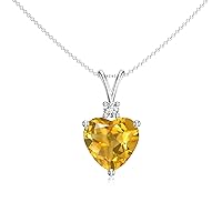 Natural Citrine Heart shaped Pendant for Women in Sterling Silver / 14K Solid Gold/Platinum