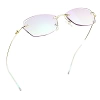 Blue Light Blocking Glasses, Computer Reading Glasses, Anti Blue Rays, Reduce Eyestrain, Rimless Frame Tinted Lens with diamond, Stylish for Women (No Magnification)