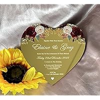 Mirror Gold Heart Shape Acrylic Baby Shower Invitation, Acrylic Wedding Meun with with Base,Acrylic Anniversary Invitation,Acrylic Birthday Invitations,10pcs