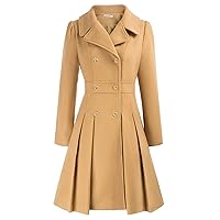 GRACE KARIN Women's Trench Coat Notch Lapel Double Breasted Thick A Line Pea Coats Jacket with Pockets(S-2XL)