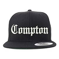 Old English Font Compton City Embroidered Flat Bill Cap