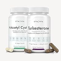 Turkesterone 500mg + N-Acetyl Cysteine 600mg Bundle, 3X Aypropyl-Beta-Cyclodbsorbency with BioPerine & Hydroxextrin in Turk & NAC Supplement powered with Quercetin, Milk Thistle, Molybdenum & Selenium