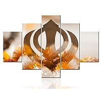 Wall Pictures for Living Room Symbol Emblem of Sikhis Paintings Multi Panels Canvas Wall Art HD Prints Khanda Sikh Artwork House Modern Decor Framed Gallery-Wrapped Ready to Hang(60''W x 40''H)