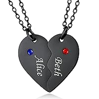 Custom4U Personalized Friendship Necklace - Custom BFF Necklace for 2/3/4/5/6/7/8-Family Couple Best Friend Necklaces Heart Puzzle Matching Pendant with Chain 18”,Gifts for Friends,Girls,Women