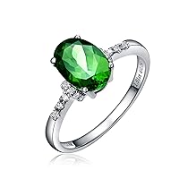 Beydodo White Gold Ring 750 Wedding Ring Solitaire Ring 1.7ct Green Tourmaline Engagement Rings White Gold