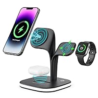 Magnetic Charging Station, 5 in 1 for MagSafe Charger Stand for iPhone 15 14 13 12 Series, Wireless Charger Fast Charging for Apple Watch 9 8 7 6 5 4 3 2 Ultra, Airpods Pro 3 2 (Black)