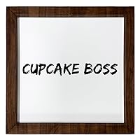 Los Drinkware Hermanos Cupcake Boss - Funny Decor Sign Wall Art In Full Print With Wood Frame, 12X12