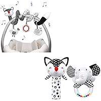 XIXILAND Baby Rattles 0-6 Months Black and White High Contrast Baby Toys 0-6 Months & Car Seat Toys Stroller Toys, Newborn Toys Infant Toys 0-3 Months for 0 3 6 9 12 Months Girls Boys