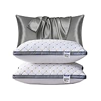 Neck Bed Pillows Embroidery Satin Pillowcase Hotel Grand Queen Size Set Of 2 Decorative Side Sleeper Cervica King Body Slides Wedge For Pain Relief Sleeping Women Reading Back Travel Soft Holiday inn