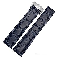 Genuine Leather watchband for TAG heuer Wrist Band Blue Black Brown Bracelet 19mm 20mm 22mm with Folding Clasp Leather Straps (Color : 10mm Gold Clasp, Size : 19mm)