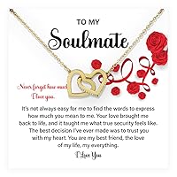 To My Soulmate Necklace For Her, Romantic Jewelry For Her, Express Your Love With Interlocking Heart Necklace, Romantic Necklace For Her Birthday Surprise, Soulmate Jewelry Gift With Exceptional Message Card And Luxurious Box