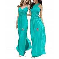 Women's Chiffon Bridesmaid Dresses Pleated Long Formal Evening Prom Gowns