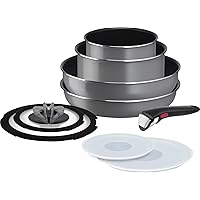 T-fal L16199 Ingenio Neo Phrase Gray, Removable Handle, 9-Piece Set, Compatible with Gas Stoves, Non-Stick, Gray