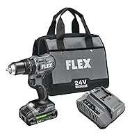 FLEX 24V Brushless Cordless 1/2-Inch 650 In-Lbs Torque 2-Speed Compact Hammer Drill Kit with 2.5Ah Lithium Battery and 160W Fast Charger - FX1231-1A