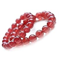 Natural Red Strawberry Quartz Crystal Clear Round Beads Women Bracelet 7mm AAAAA