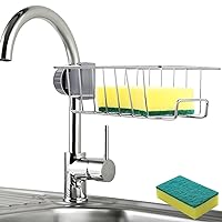 WINGSIGHT Faucet Sponge Holder Kitchen Sink Caddy Organizer Over Faucet  Hanging Faucet Drain Rack for Sink Organizer (Upgraded with Dishcloth Rack