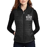 INK STITCH Women L851 Custom Personalized Embroidery Logo Texts Puffer Packable Winter Vests