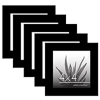 Americanflat 4x4 Picture Frame Set of 5 in Black - Picture Frames Collage Wall Decor with Plexiglass Cover, Hanging Hardware, and Easel - Gallery Wall Frame Set for Wall or Tabletop Display
