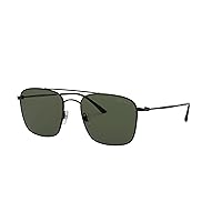 GIORGIO ARMANI Man Sunglasses Matte Black Frame, Green Lenses, 55MM