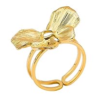 Women Butterfly Open Ring Stainless Steel Gold Color Waterproof Adjustable Finger Rings Animal Jewelry Christmas Gift