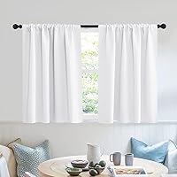 White Half Window Curtains, Short Tier Cafe Curtains for Kitchen Privacy Thermal Insulate Curtain Shades for Closet RV Camper Basement Window, W 42 in x L 30 in, Pure White, Set of 2 Panel