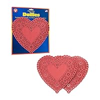 Hygloss Products Heart Paper Doilies – 8 Inch Red Lace Doily for Decorations, Crafts, Parties, 100 Pack