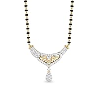 0.66 Cts Round Simulated Diamond Frimunt Mangalsutra Necklace 14K Yellow Gold Fn