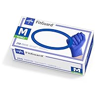 Medline FitGuard Touch Nitrile Exam Gloves, 2500 Count, Medium, Powder Free, Disposable, Not Made with Natural Rubber Latex, Excellent Sense of Touch for Medical Tasks, Durable for Household Chores
